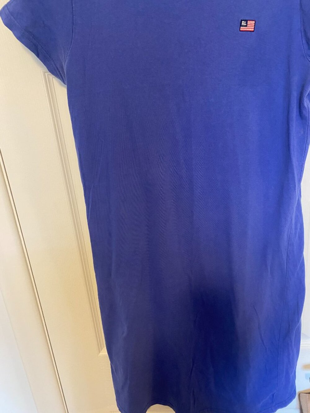 Vintage Ralph Lauren T-Shirt Dress Flag Logo Blue Medium